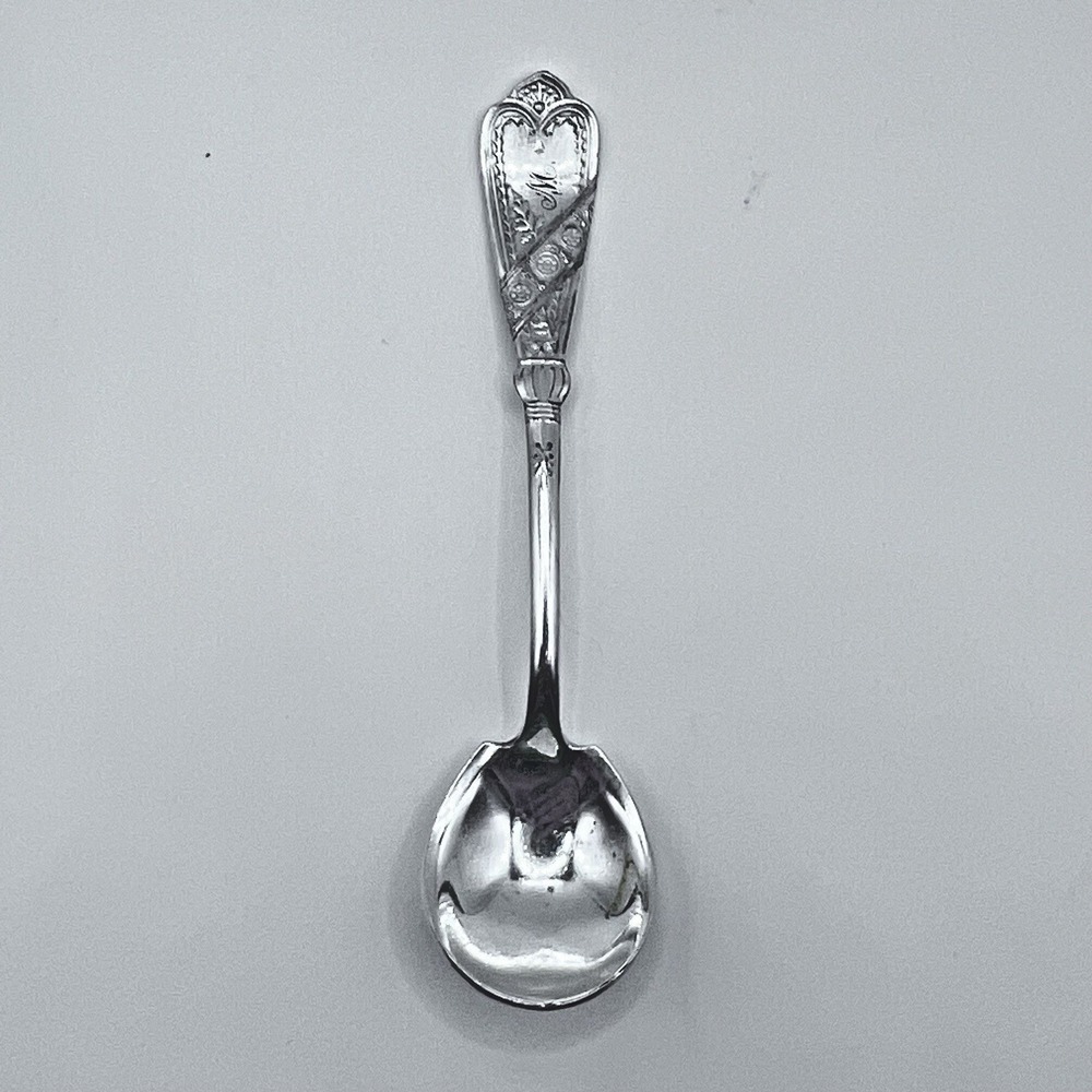 Rogers & Bros A1 Newport Chicago 1879 Silverplate Master Salt Spoon Monogram M